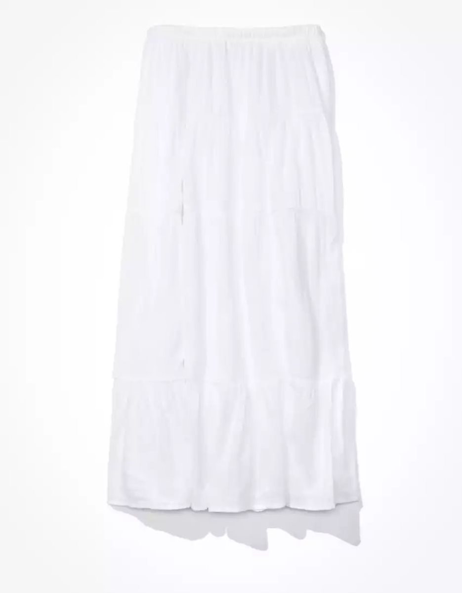 Jupes American Eagle AE Tiered Midi Blanche Femme | MEX-69747453